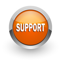 support orange glossy web icon