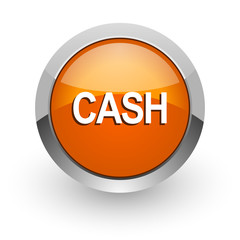 cash orange glossy web icon