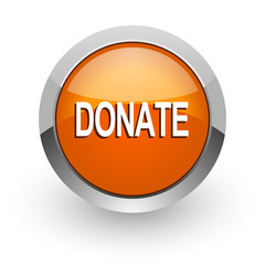 donate orange glossy web icon