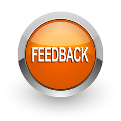 feedback orange glossy web icon