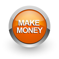 make money orange glossy web icon