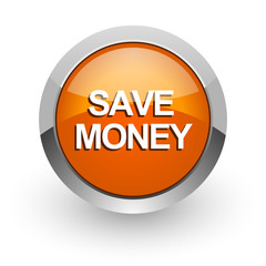Fototapeta premium save money orange glossy web icon