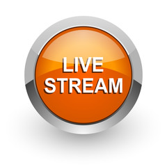 live stream orange glossy web icon