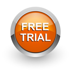 Fototapeta premium free trial orange glossy web icon