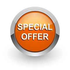 special offer orange glossy web icon