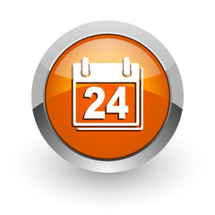 calendar orange glossy web icon