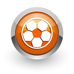 soccer orange glossy web icon