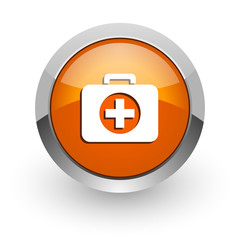 first aid orange glossy web icon