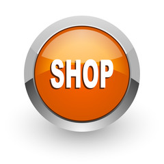 shop orange glossy web icon