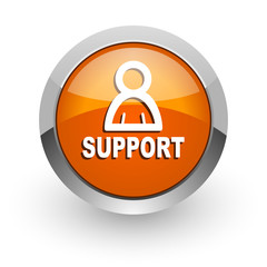 support orange glossy web icon
