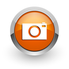 camera orange glossy web icon