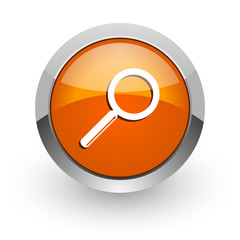 search orange glossy web icon