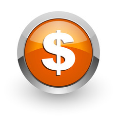 dollar orange glossy web icon