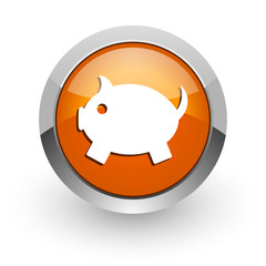 piggy bank orange glossy web icon