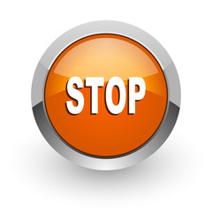 stop orange glossy web icon