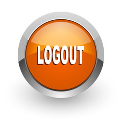 logout orange glossy web icon