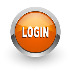 login orange glossy web icon
