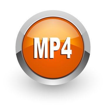 mp4 orange glossy web icon