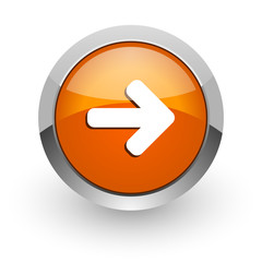 right arrow orange glossy web icon
