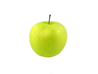 A ripe green apple. Isolated on white
