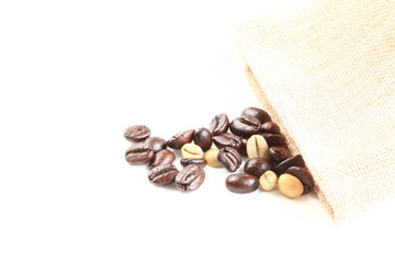 Dark coffee bean close up photo