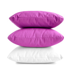 Pillows - stack of three cushions on white background