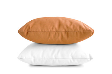 Two pillows or cushions isolated on white background