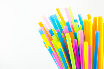 Colorful drinking straws isolated on white background