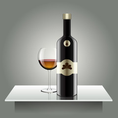 Realistic vector bottles. glass and reflection luxury style with