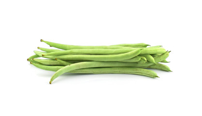 green beans on white background