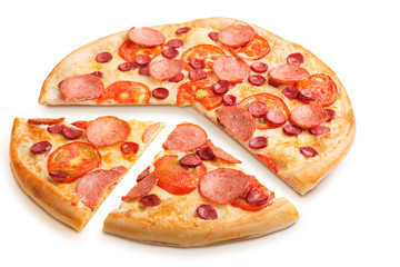 Delicious italian pizza isolated on white background