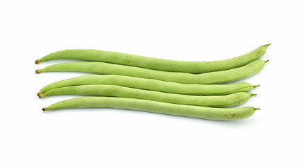 green beans on white background