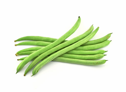 green beans on white background
