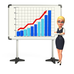 Young office girl with business graph