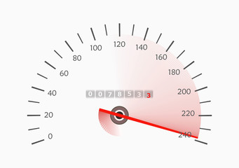 Speedometer with moving arrow. Vector illustration