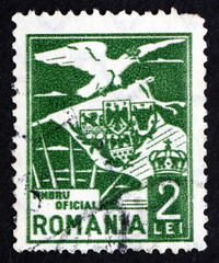 Postage stamp Romania 1929 Eagle Carrying National Emblem
