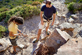 Sorting out the rope to climb