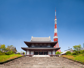 Naklejka premium Zojoji temple in Tokyo