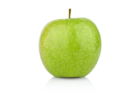 Studio shot of whole green apple isolated on a white background