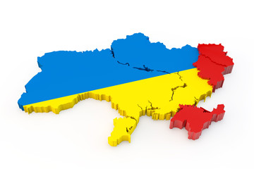 Ukraine map Donetsk, Luhansk and Crimea