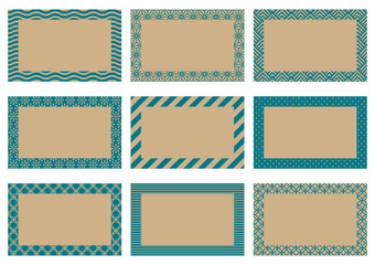 Label Retro Pattern Beige/Turquoise