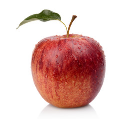 Studio shot of whole wet red apple isolated