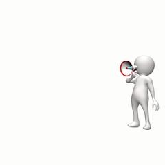 Männchen weiss mit Megafon 3D