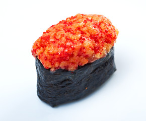 spice sushi with sauced slices