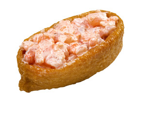 inari sushi with salmon and roe tobiko