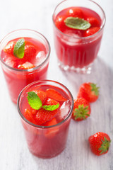 strawberry juice with mint. summer drink