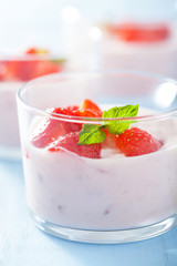 healthy breakfast with yogurt and strawberry