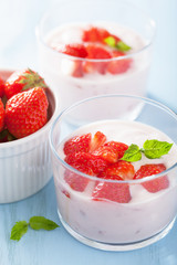 healthy breakfast with yogurt and strawberry