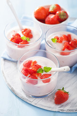 healthy breakfast with yogurt and strawberry