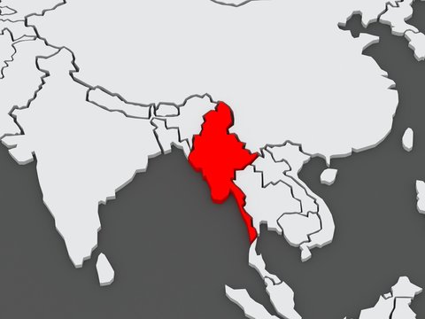Map of worlds. Myanmar (Burma).